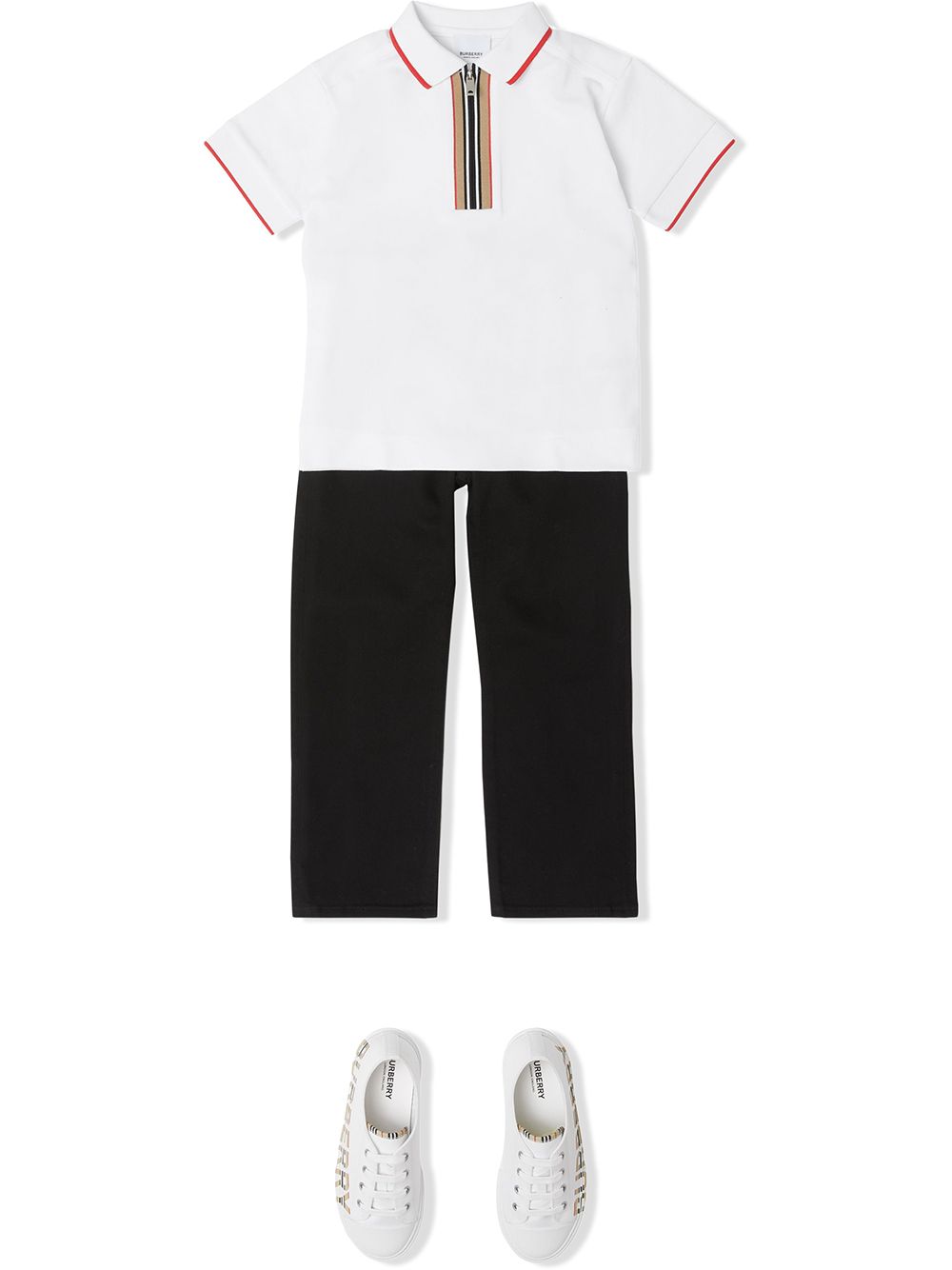 Burberry Kids Poloshirt met gestreepte afwerking - Wit