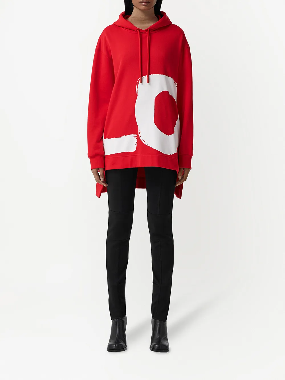 Burberry love print Oversized Cotton Hoodie Red FARFETCH AU