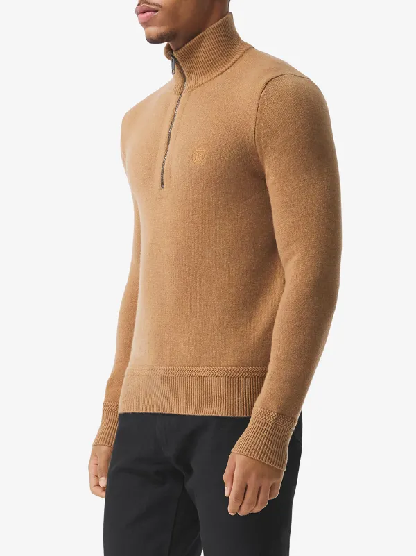 half zip funnel neck jumper mens