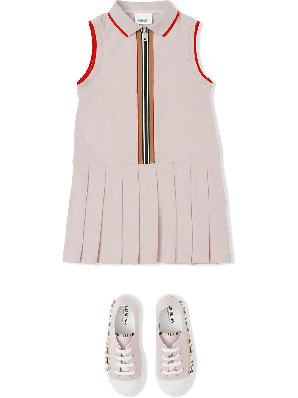 фото Burberry kids платье с воротником поло и принтом icon stripe
