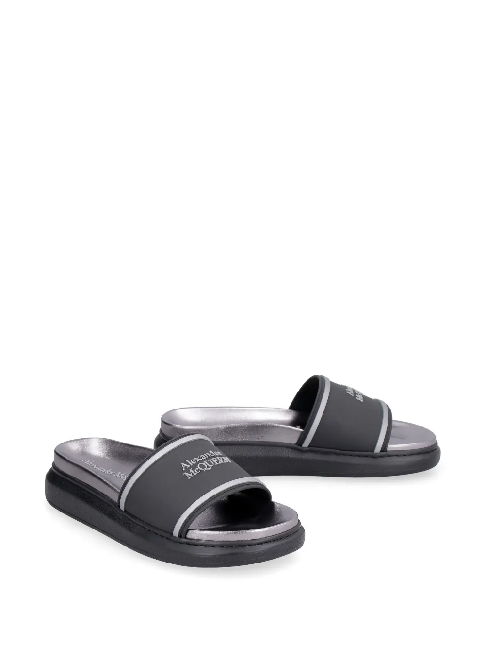 Alexander McQueen Slippers met logoprint - Zwart