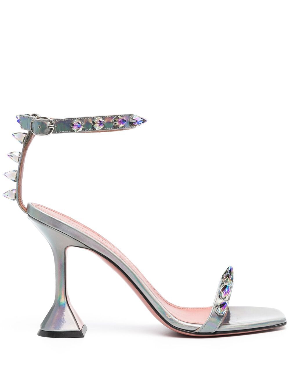 фото Amina muaddi metallic-effect studded sandals