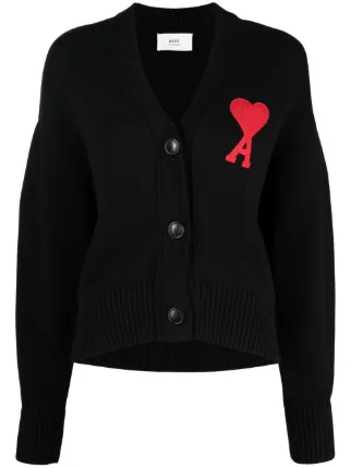 AMI Paris embroidered-logo V-neck 