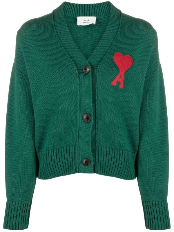 ami paris green cardigan