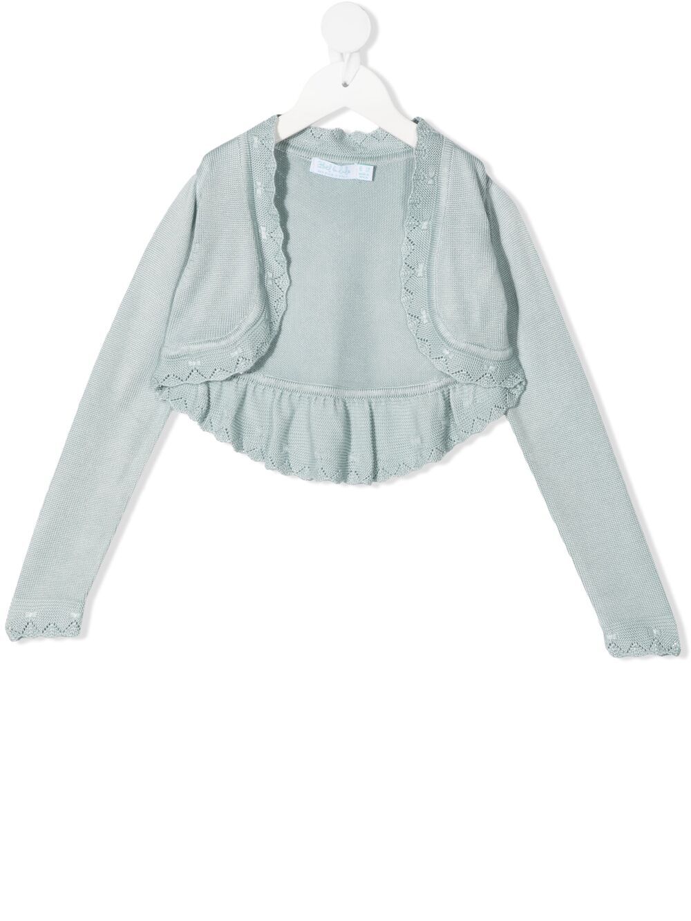 Abel & Lula Kids' Ruffle-trim Tricot Cardigan In Blue