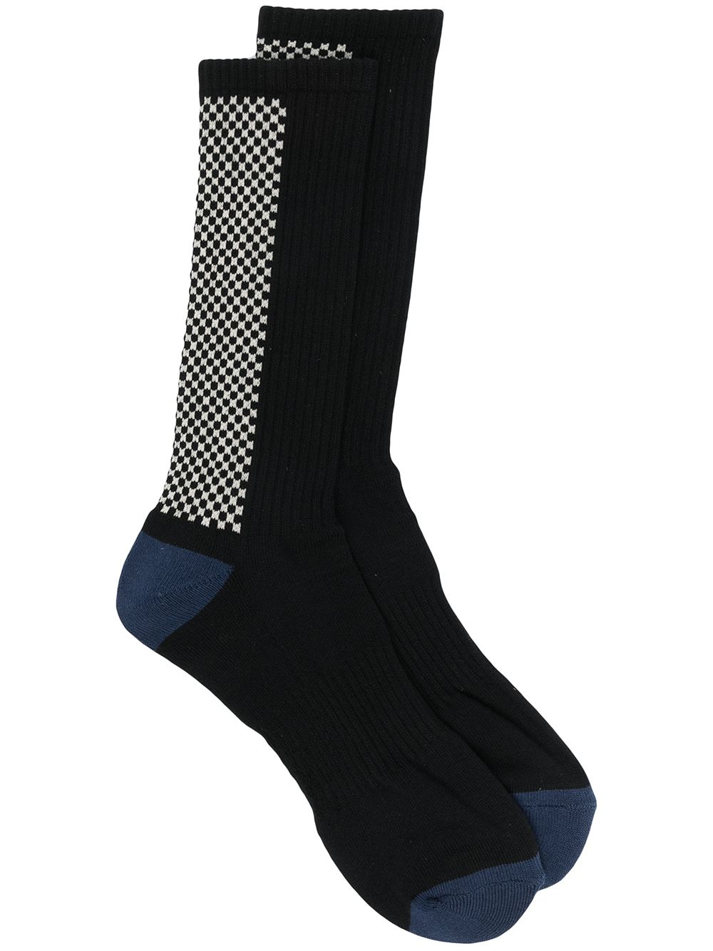 Yohji Yamamoto Logo Checkered Socks In Black