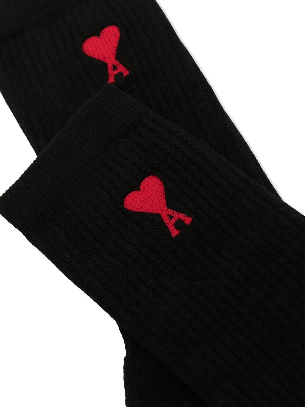 AMI Paris Geribbelde sokken - Zwart