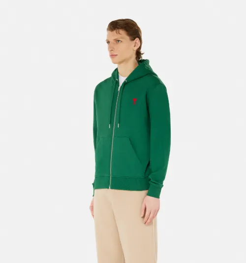 green and white zip up hoodie