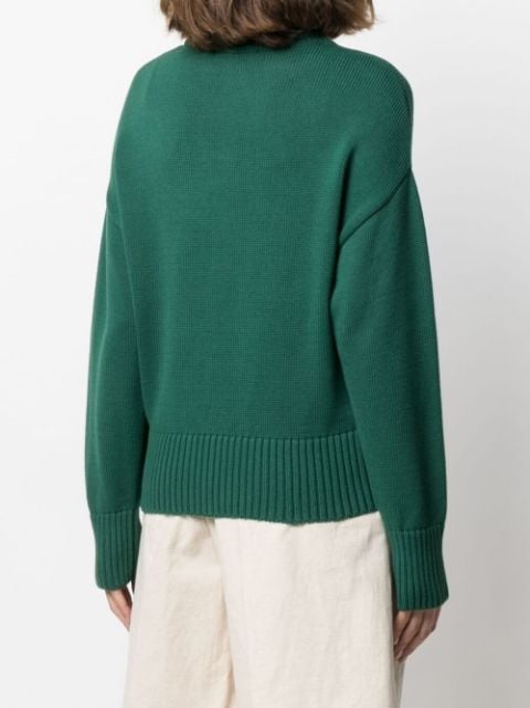 Shop green AMI Paris Ami de Coeur crew-neck jumper with Express ...