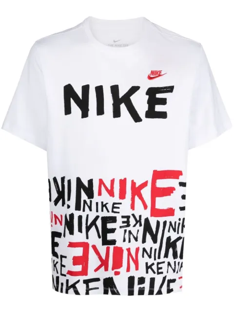 Shop white Nike logo print T-shirt with Express Delivery - Farfetch
