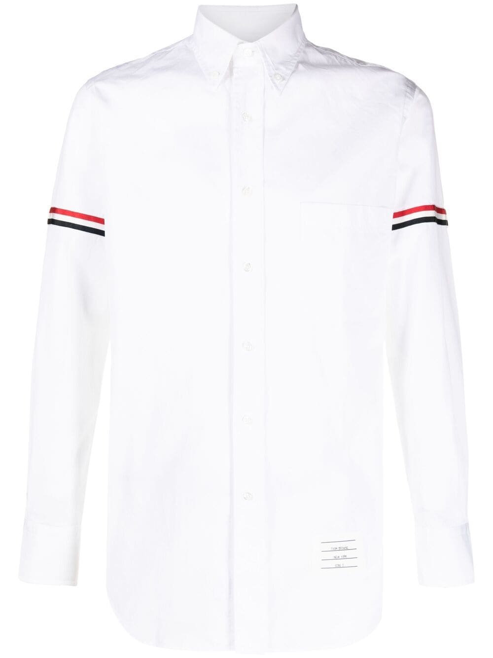 Shop Thom Browne Rwb Stripe Detail Sleeve Shirt In White