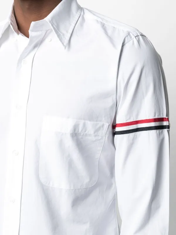 Thom Browne RWB Stripe Detail Sleeve Shirt | White | FARFETCH