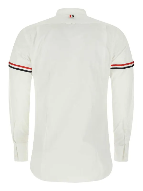 Tシャツ・カットソー THOM BROWNE FW24 'RWB' shirt (MWL407CF0351 415) Thom Browne RWB Stripe Detail Sleeve Shirt | White | FARFETCH