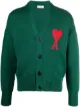 Image 1 of AMI Paris embroidered-logo V-neck cardigan
