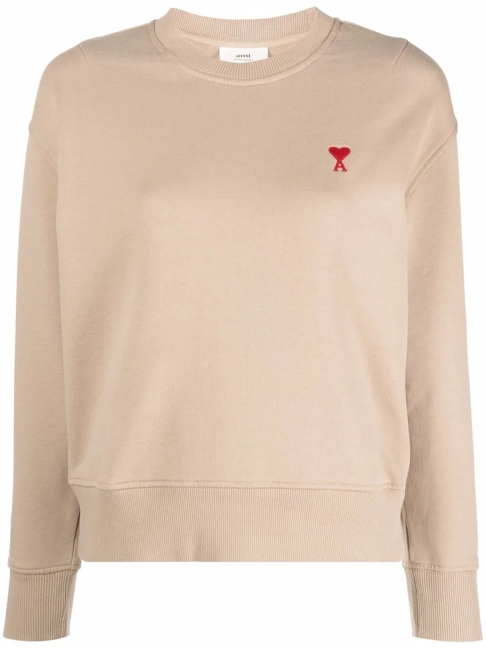 

AMI Paris logo-embroidered organic-cotton sweatshirt - Neutrals