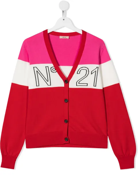 Nº21 Kids كارديغان مخطط متباين الألوان