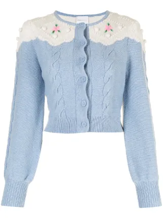floral embroidered knit cardigan 