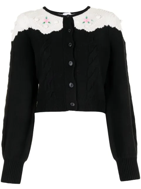 floral embroidered knit cardigan 