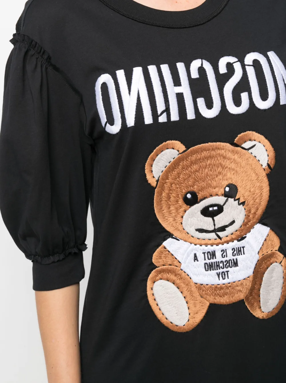 фото Moschino платье-футболка с вышивкой teddy bear