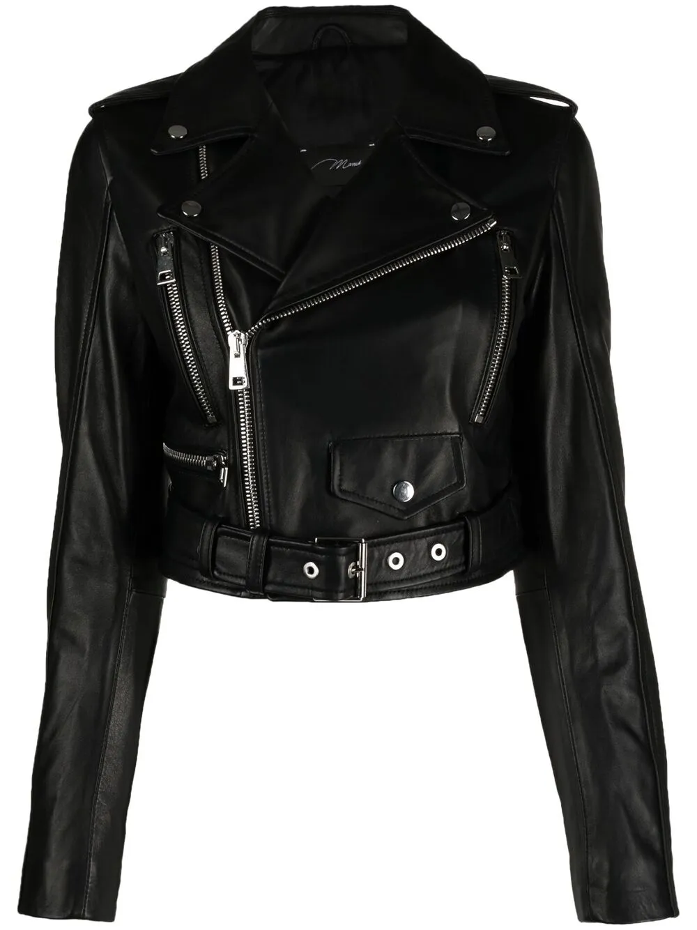 

Manokhi cropped biker jacket - Black