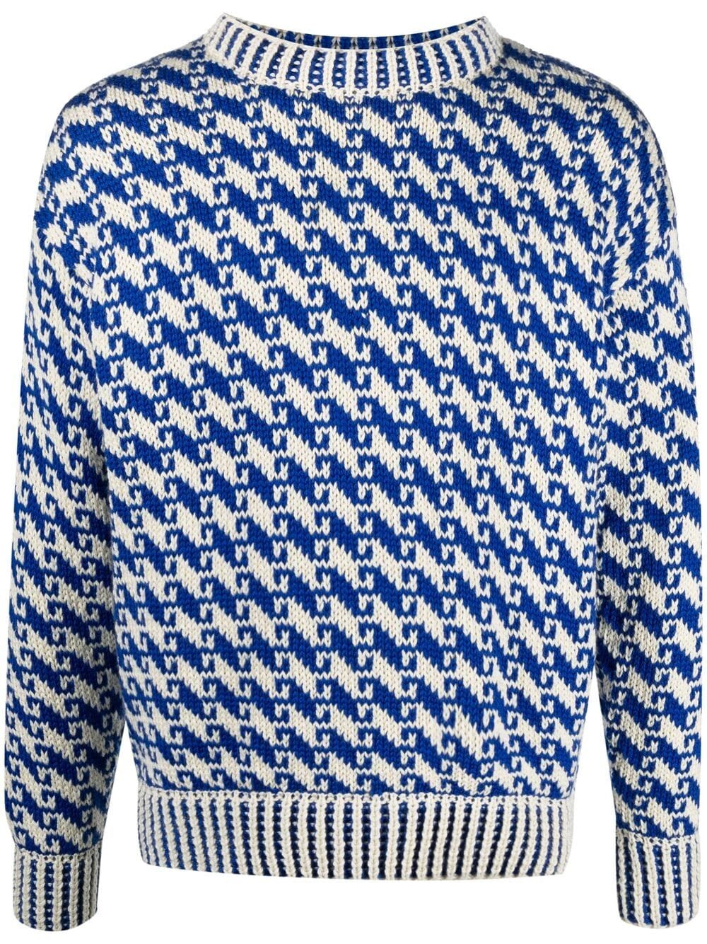 Bode Intarsia Pattern Jumper In Blue