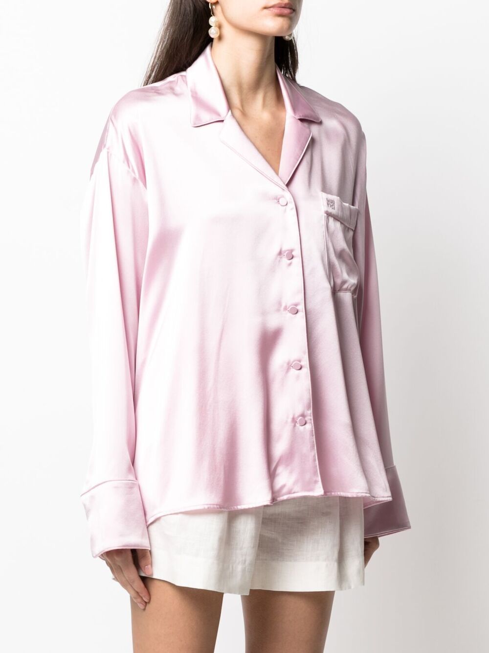 Shop Alexander Wang T Silk Oversized Shirt In Pink