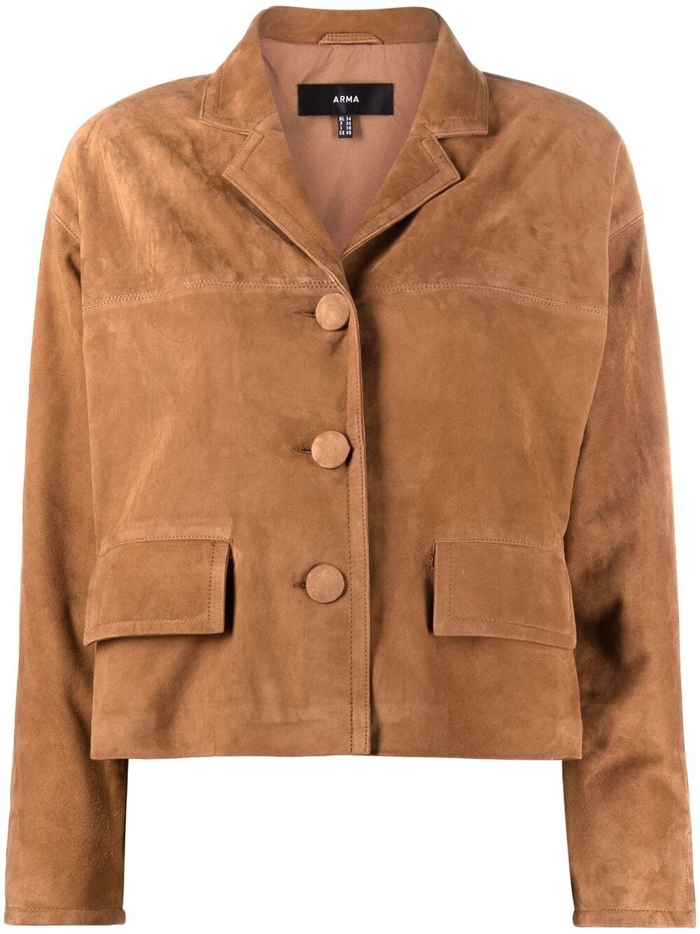 Arma Cropped Suede Jacket In Brown