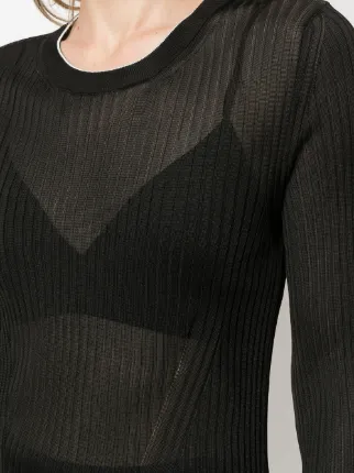 sheer ribbed-knit top展示图