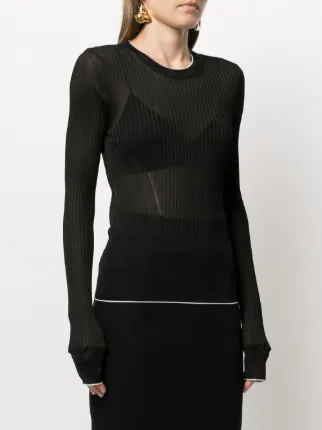 sheer ribbed-knit top展示图