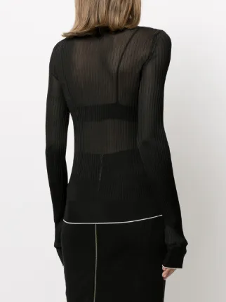 sheer ribbed-knit top展示图