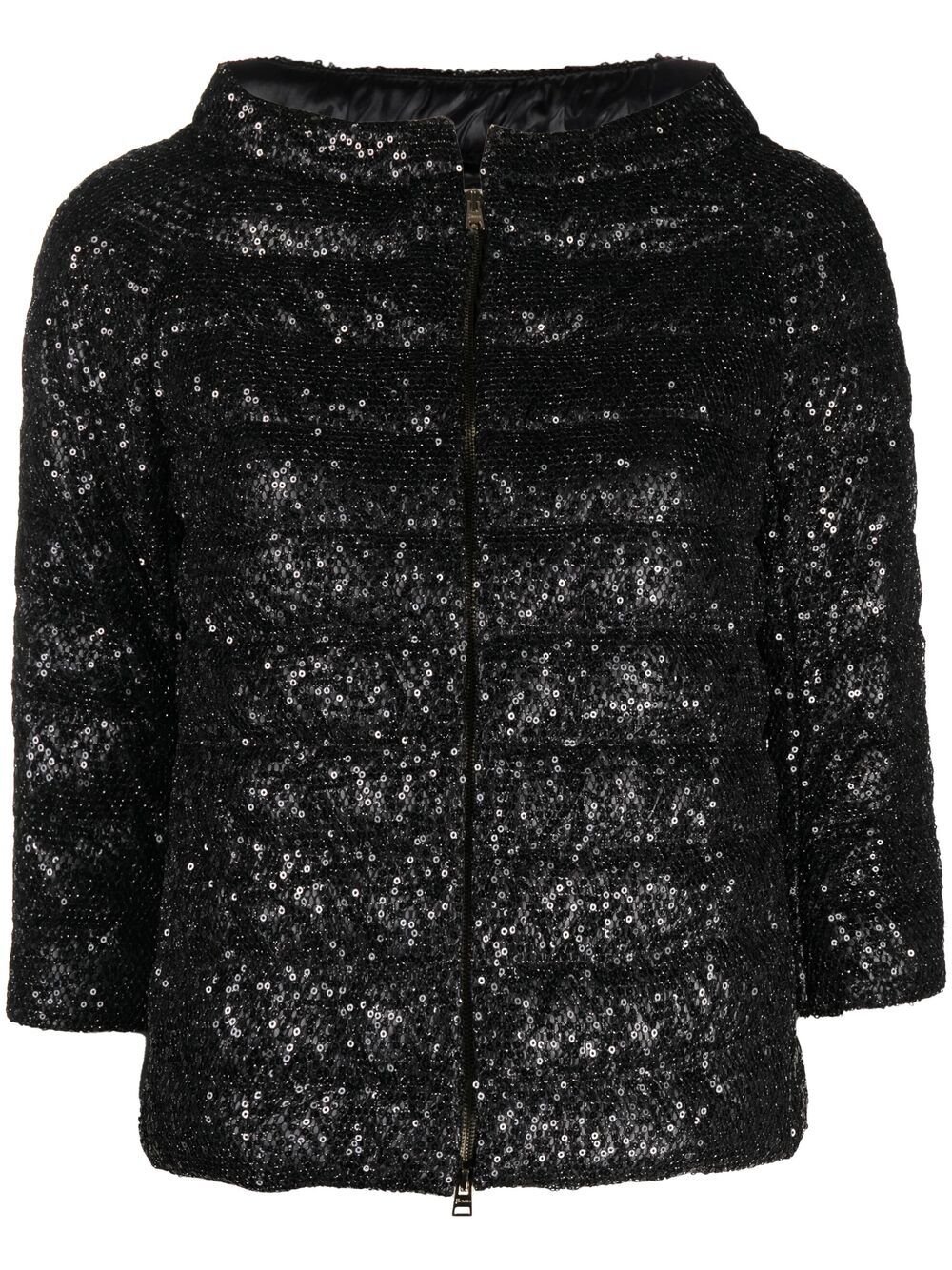 Herno Down-feather Sequinned Jacket In Black