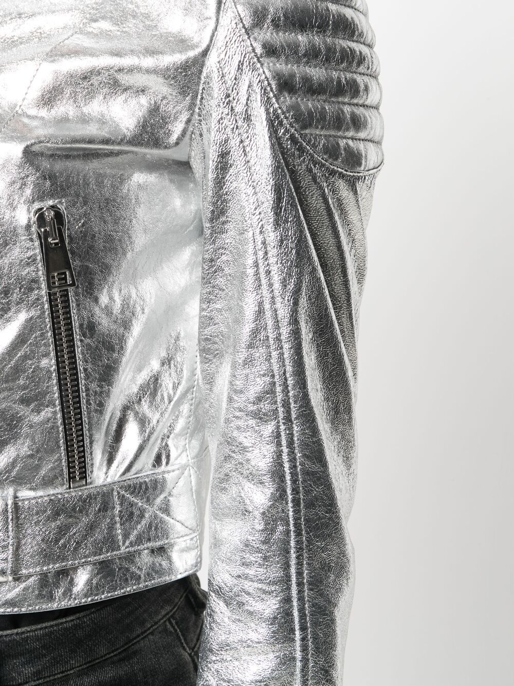 фото Manokhi байкерская куртка с эффектом металлик