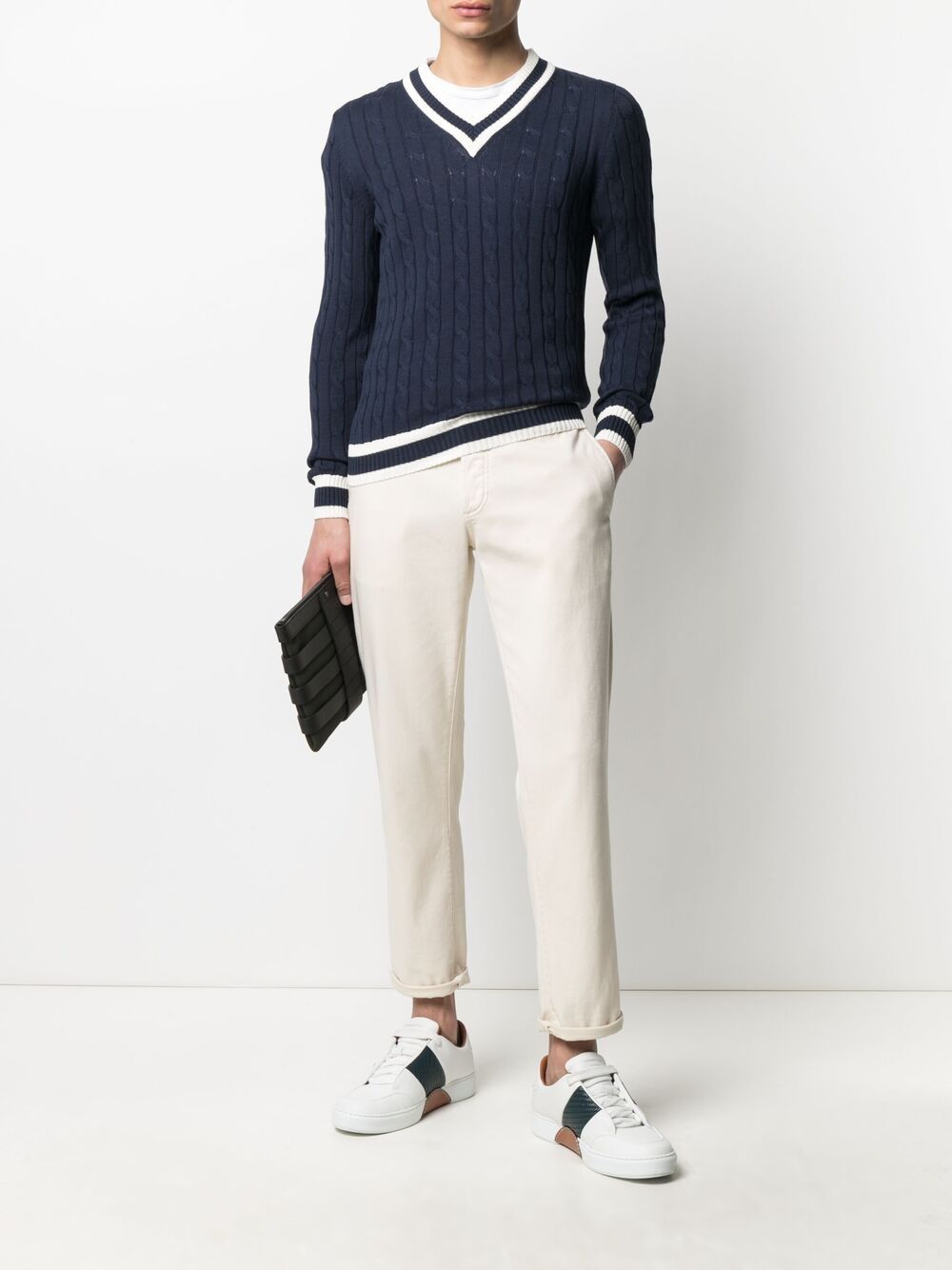 фото La fileria for d'aniello cable-knit v-neck jumper