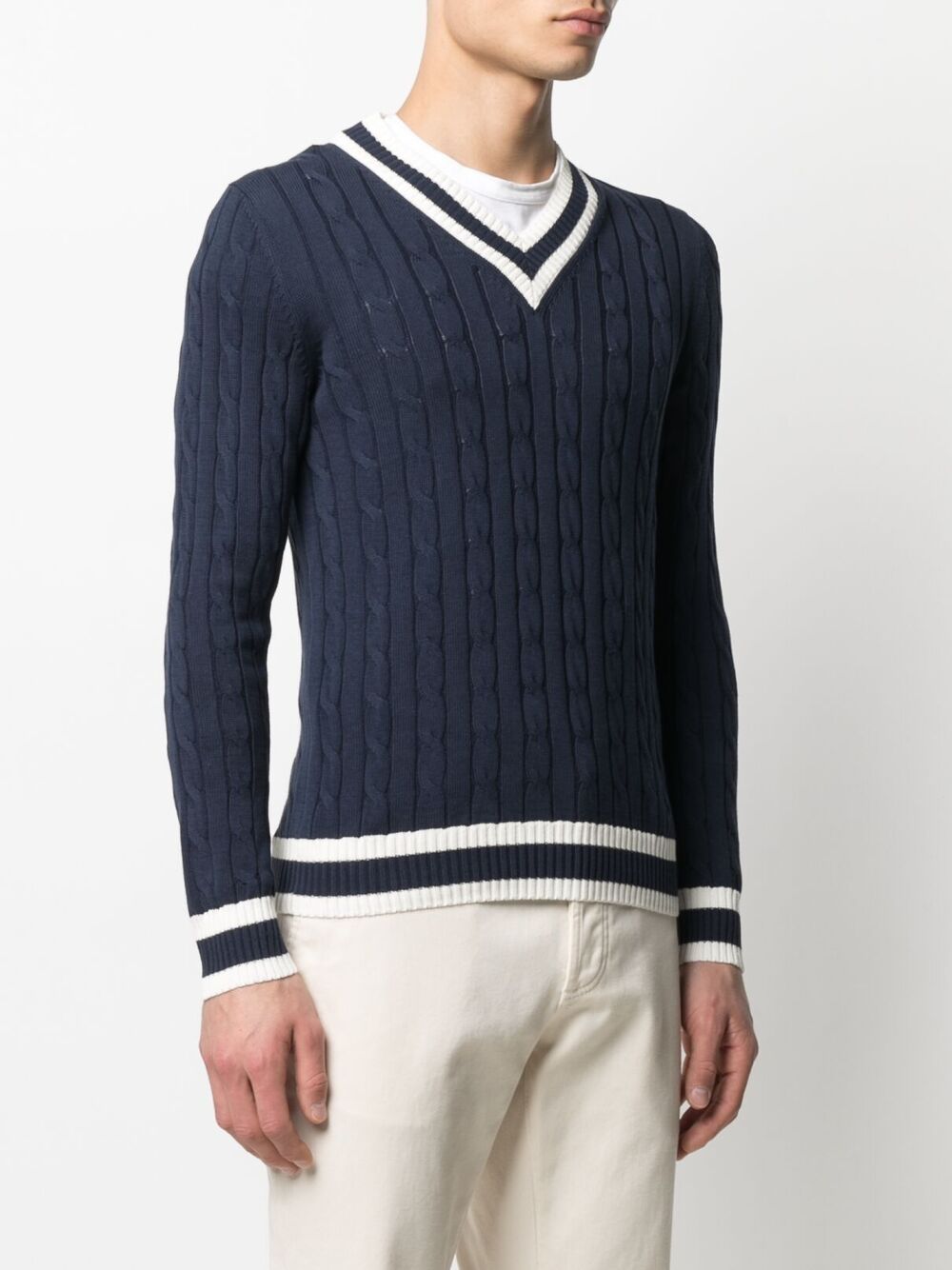 фото La fileria for d'aniello cable-knit v-neck jumper