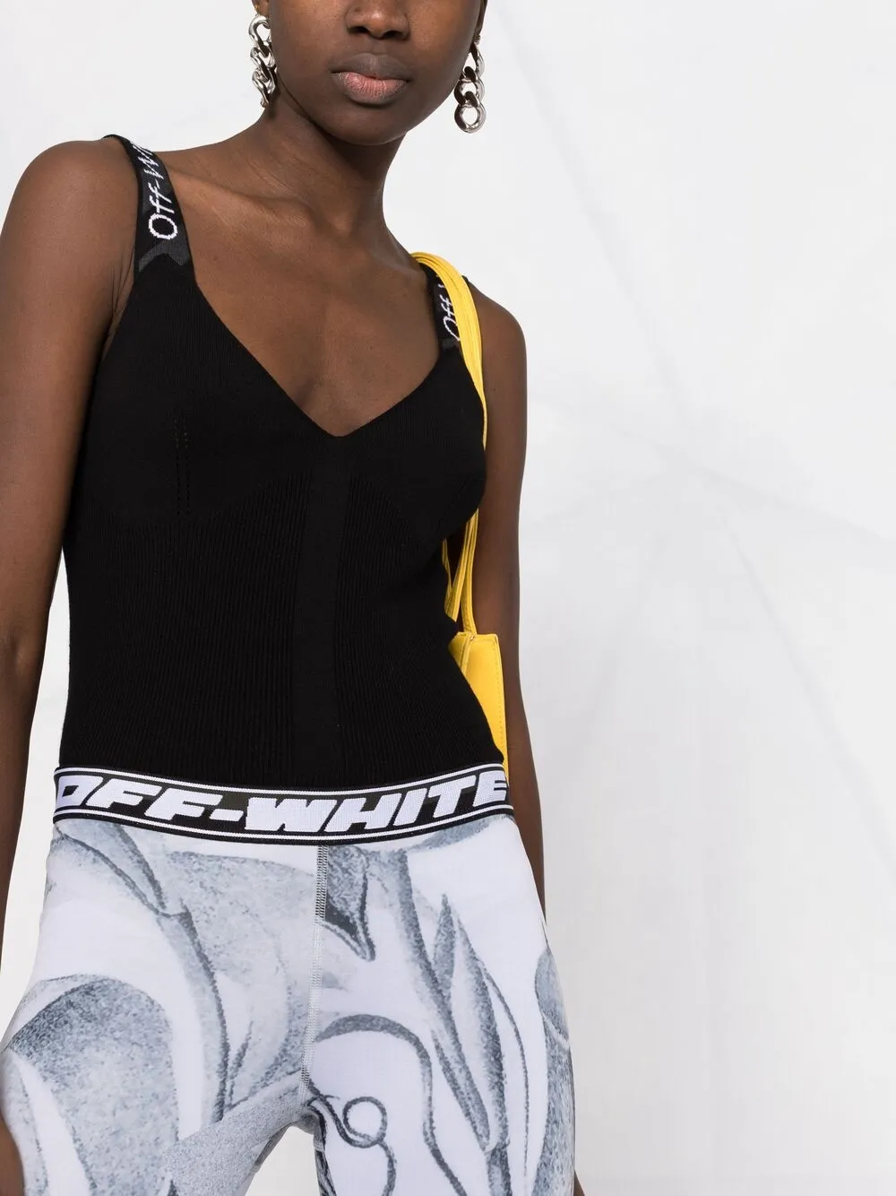  Off White Leggings Mit Blumen Print   Weiß 