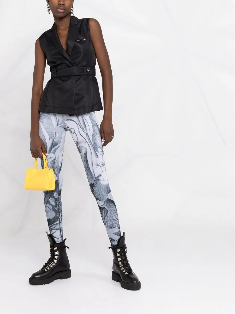  Off White Leggings Mit Blumen Print   Weiß 