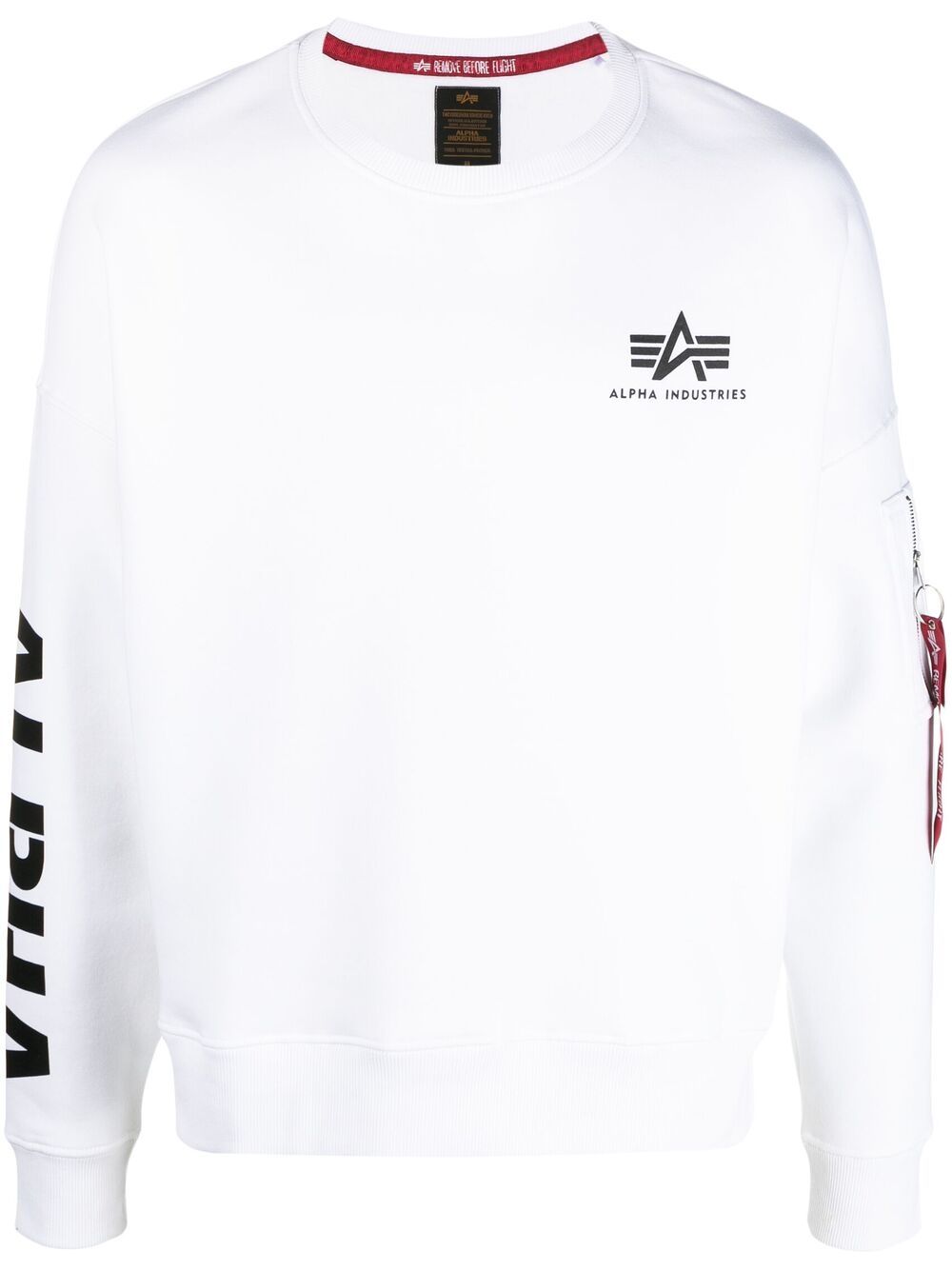 Alpha Industries Logo Sleeve Print Sweatshirt In White