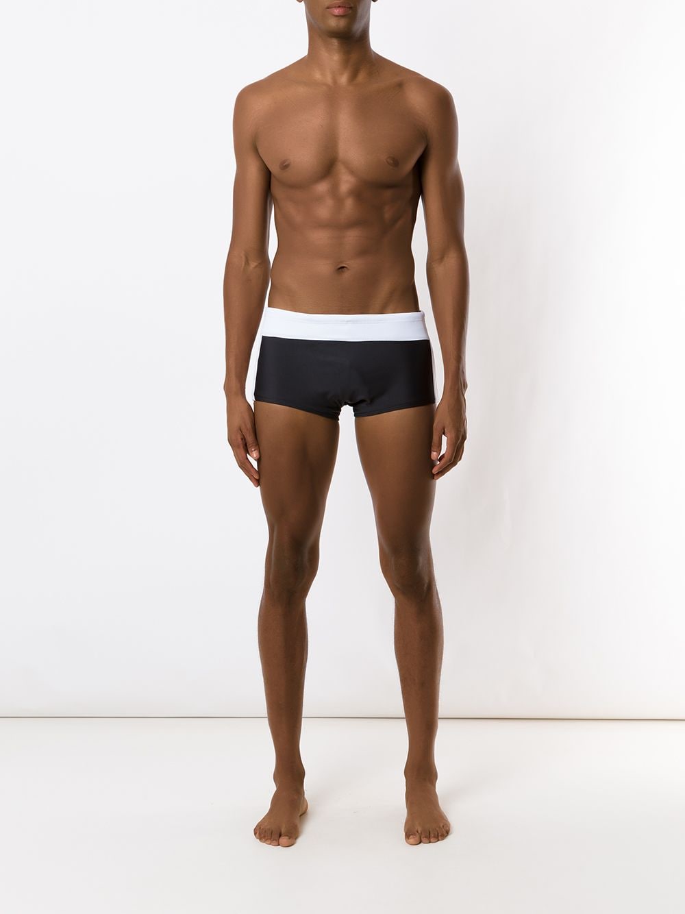Shop Amir Slama Panelled Two-tone Swimming Trunks In Black