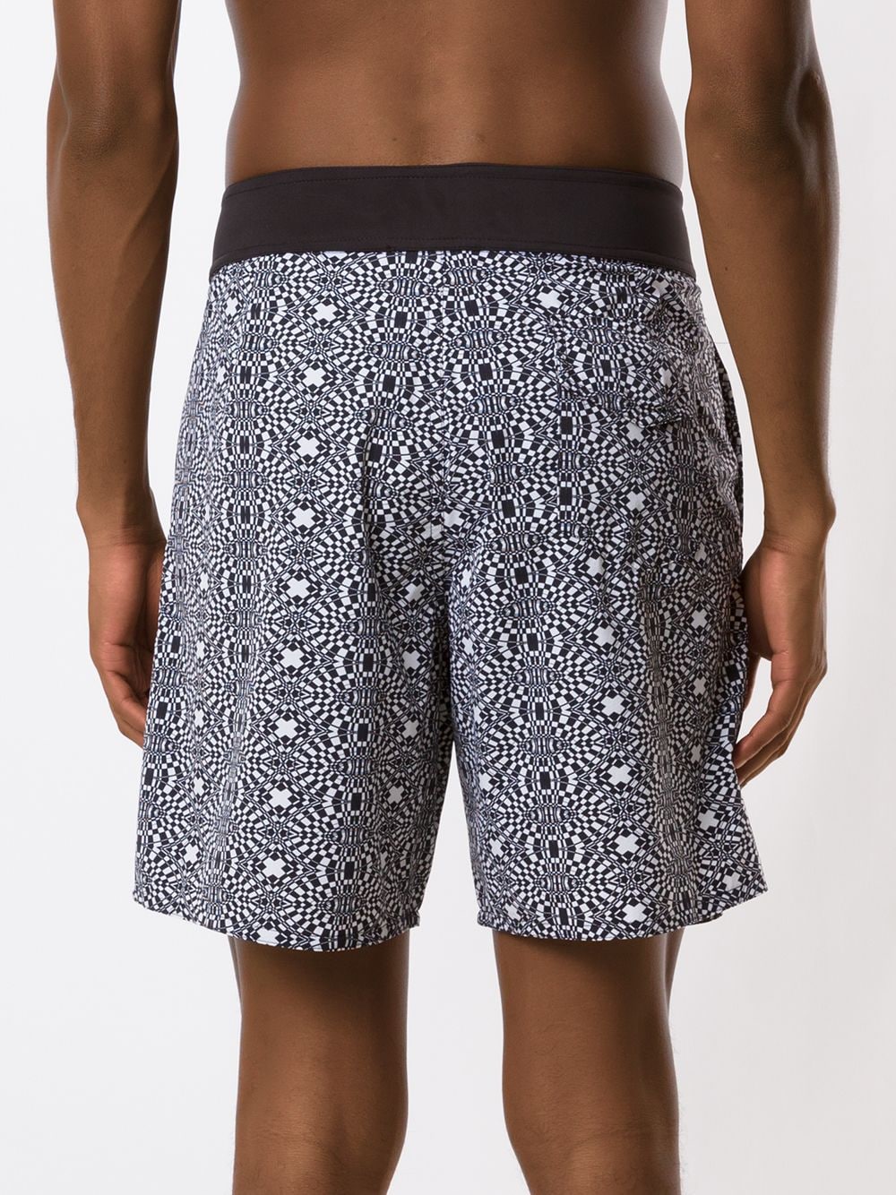 Shop Amir Slama Striped Geometric Print Shorts In Black