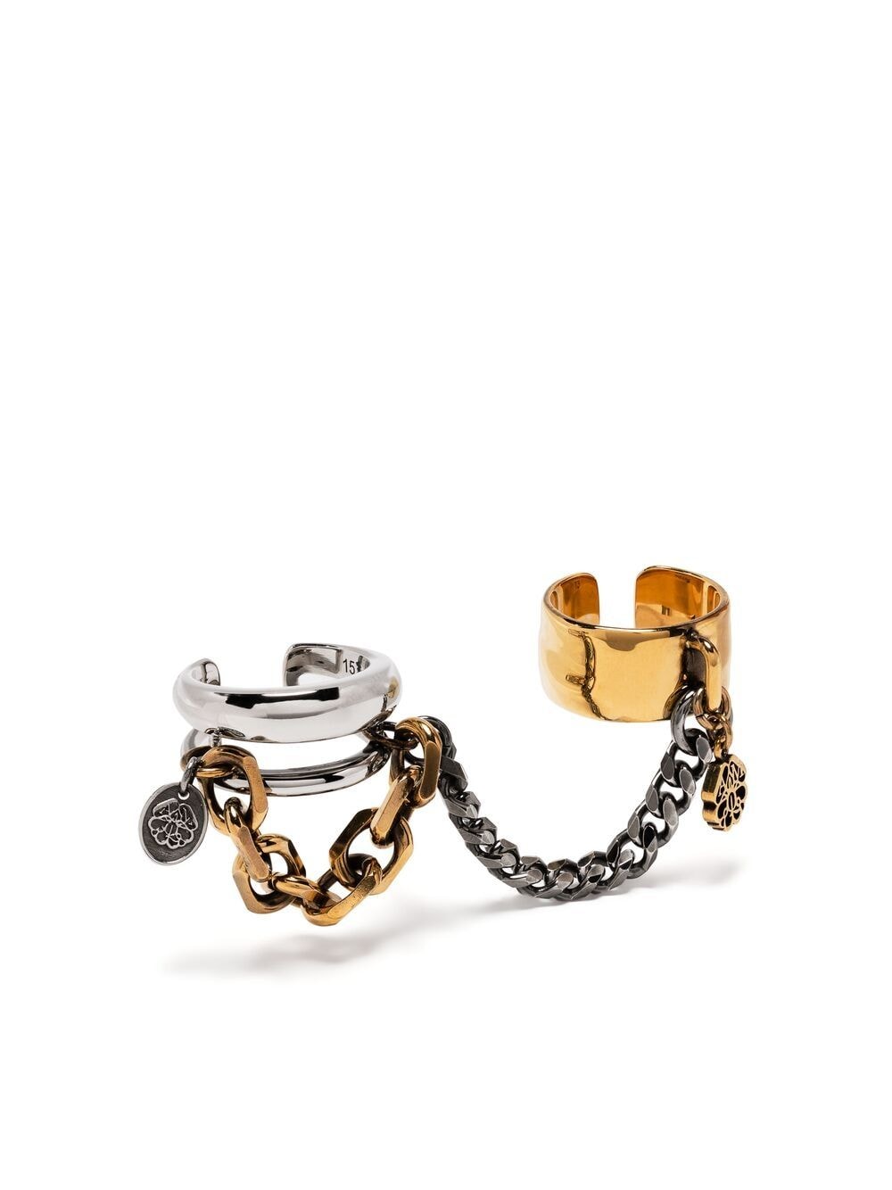 Alexander Mcqueen Chain Two-finger Ring In Gold