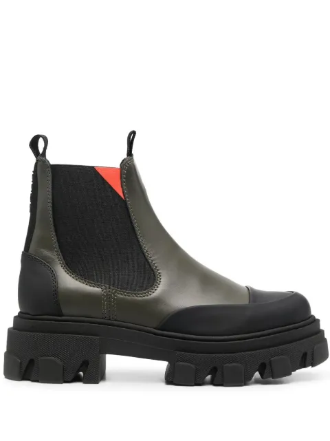 ganni green chelsea boots