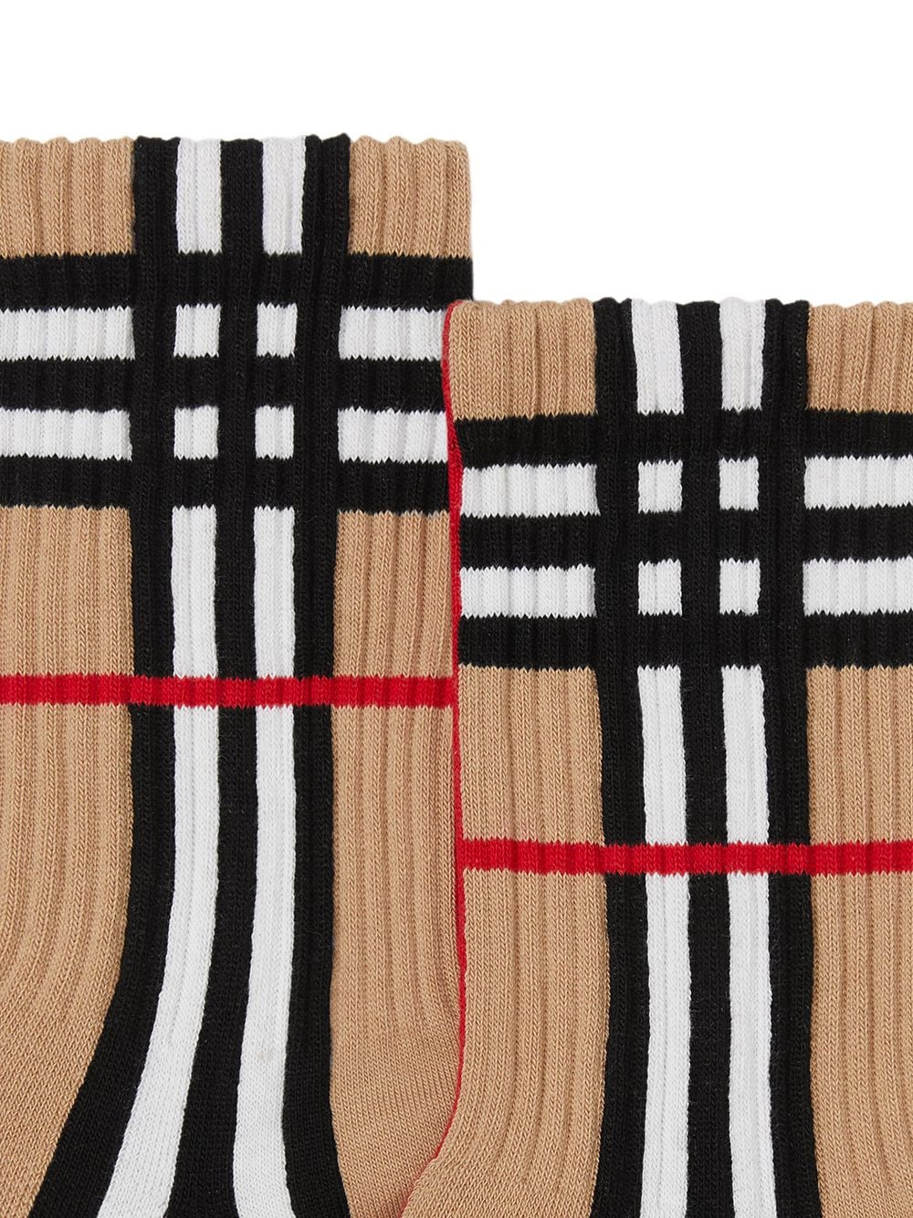 Shop Burberry Check-intarsia Socks In Brown