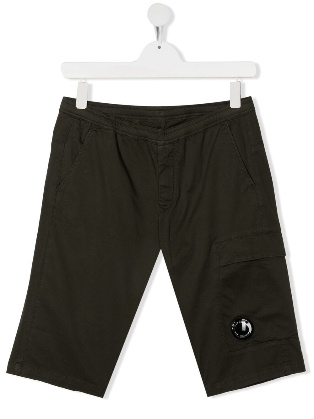 C.p. Company Kids' Logo-plaque Detail Shorts In Green