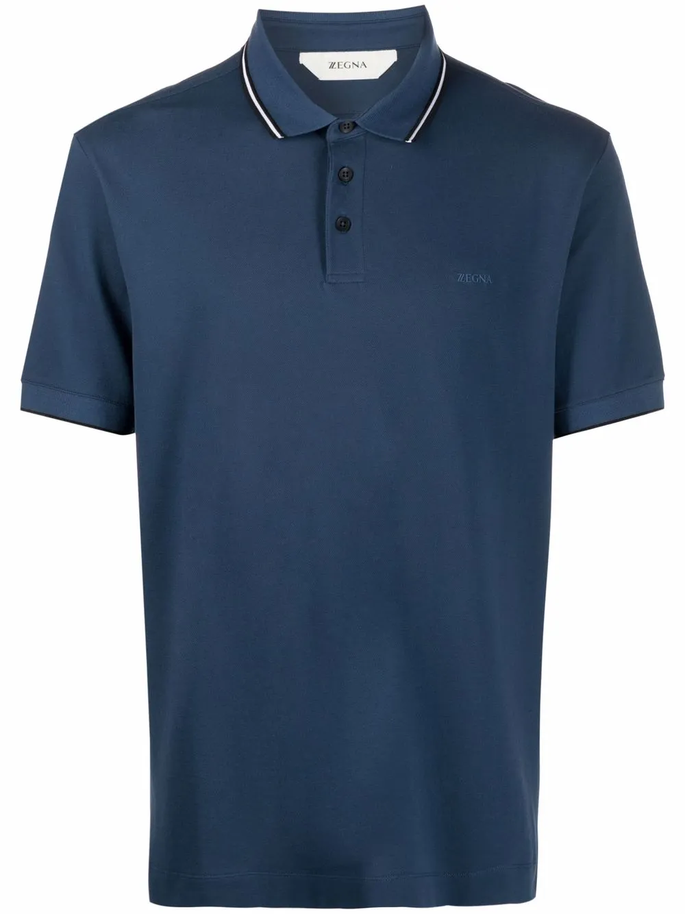 

Zegna short-sleeved cotton polo shirt - Blue