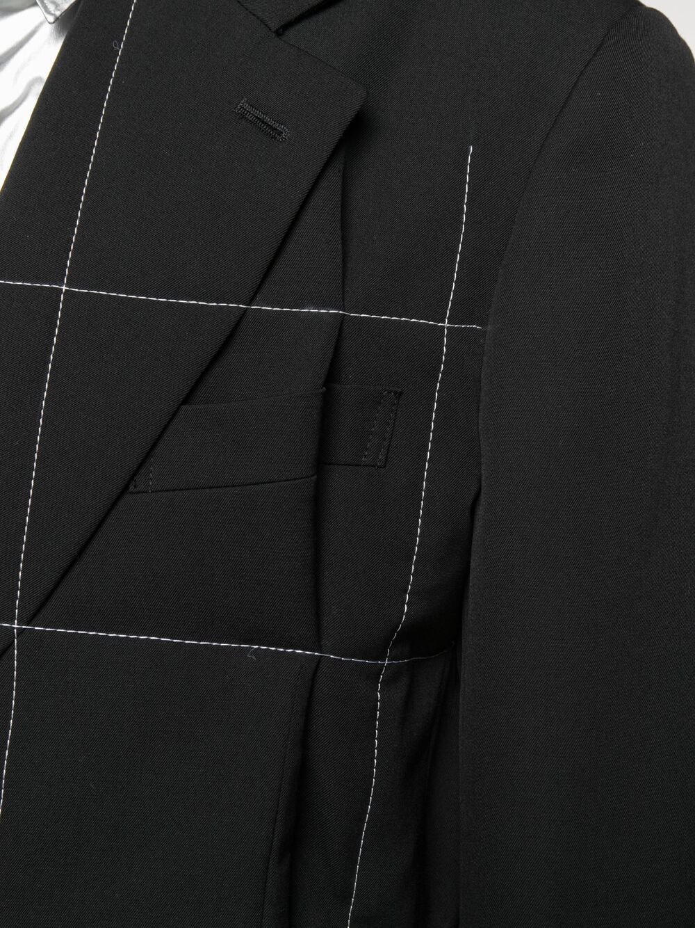 Shop Comme Des Garçons Homme Deux Contrast Stitch Asymmetric Blazer In Black