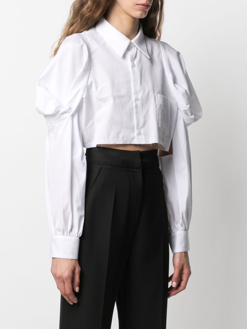 Shop Comme Des Garçons Cropped Cut-out Shirt In White