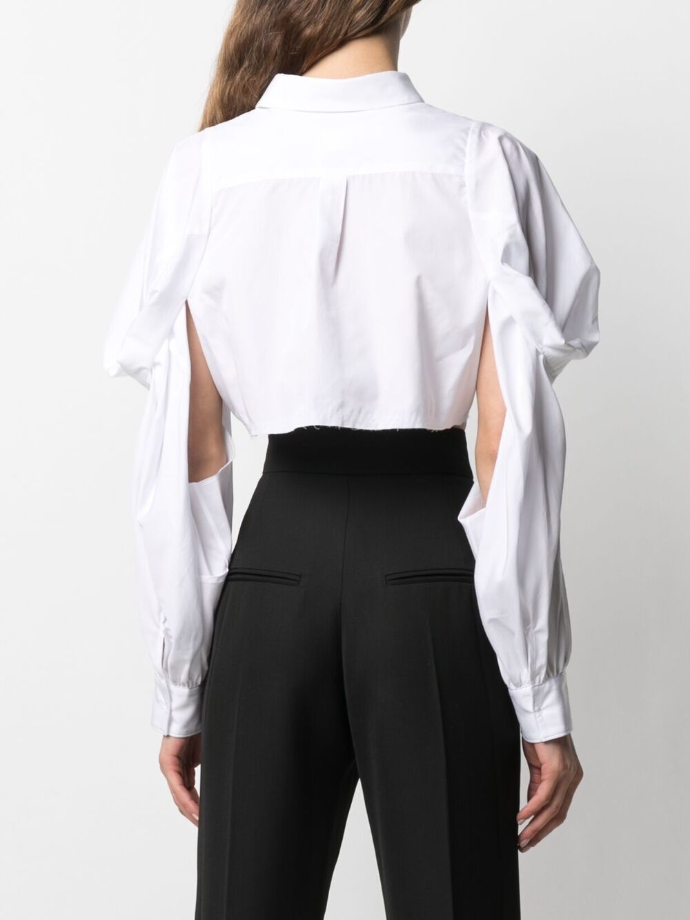 Shop Comme Des Garçons Cropped Cut-out Shirt In White