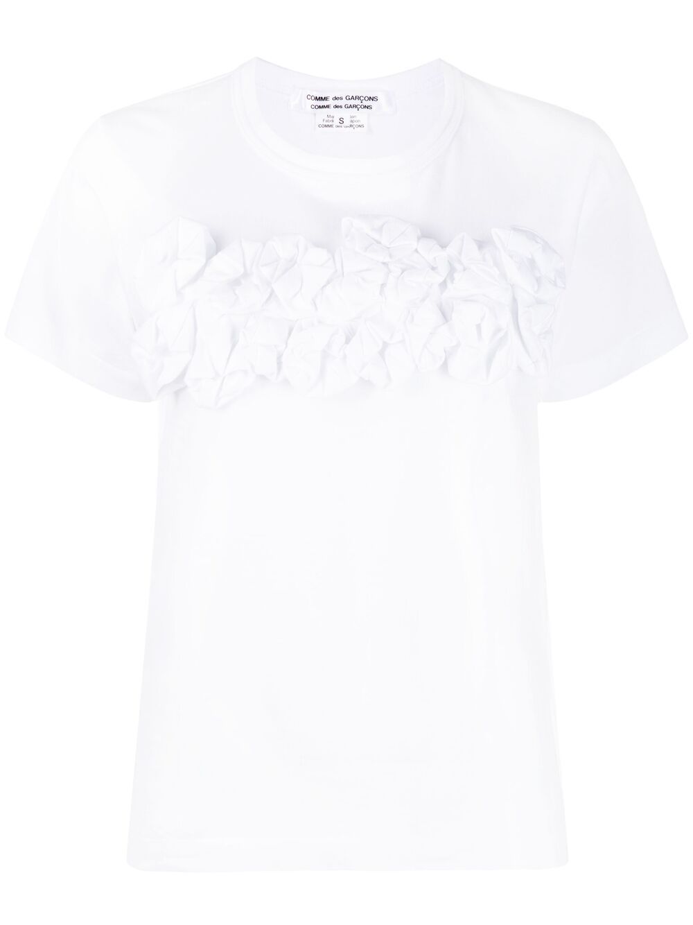 Shop Comme Des Garçons Comme Des Garçons Ruffled-front Cotton T-shirt In White