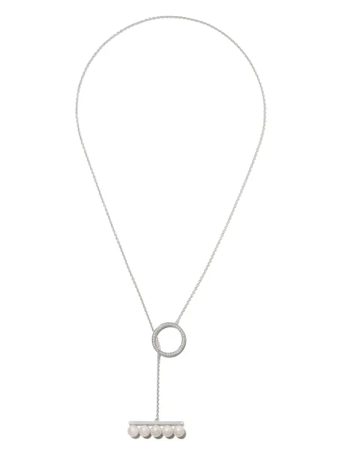 TASAKI 18kt white gold Collection Line Balance divine pearl and diamond pave pendant