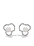 TASAKI 18kt white gold Collection Line Chants Akoya pearl diamond earrings - Silver